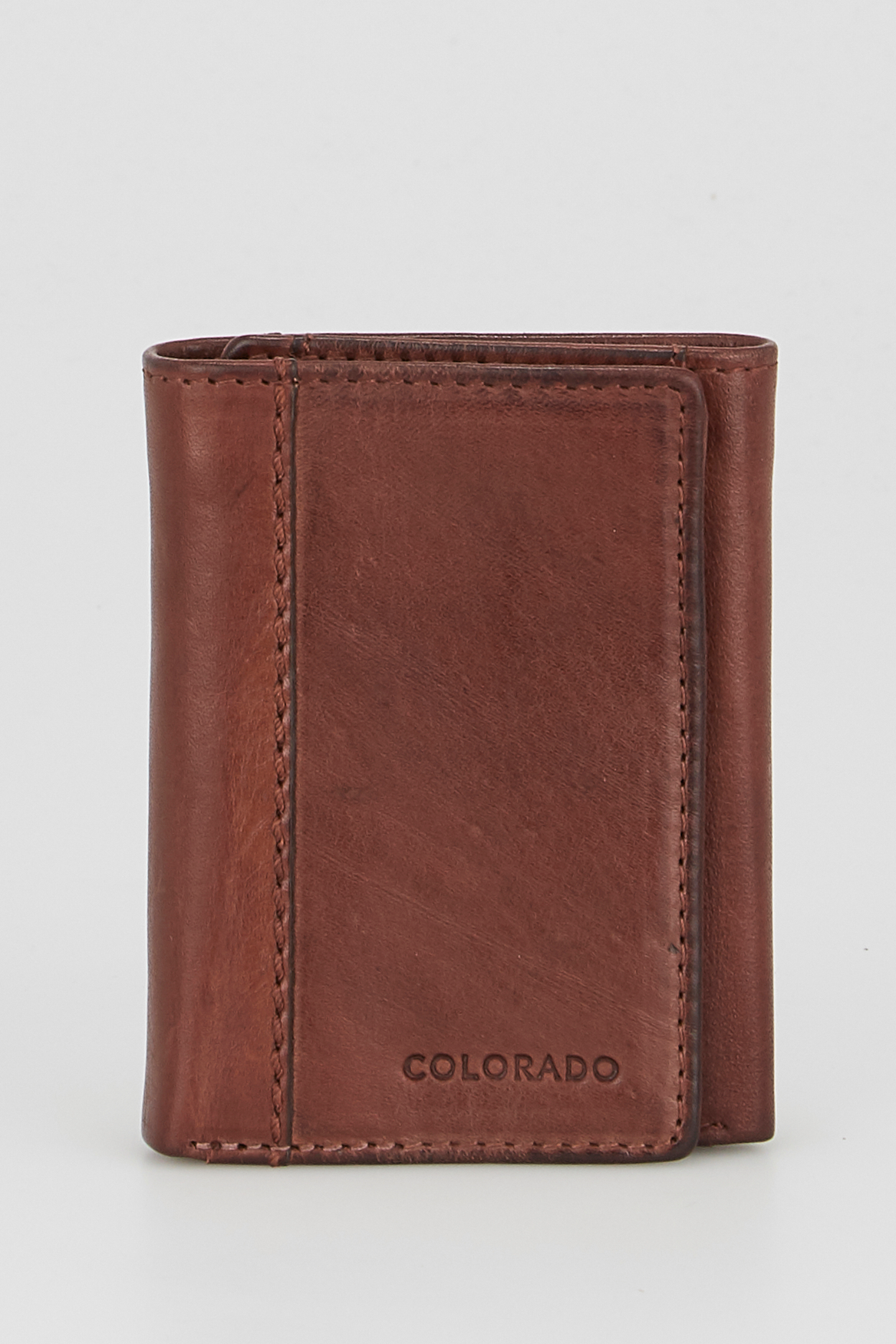 CTM Men's Colorado Leather RFID Trifold Chain Wallet, Dark Brown