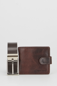 Leather Wallet & Belt Gift Set